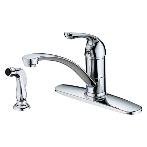 Chrome Single Handle Low-arc Kitchen Faucet with Side Spray Included