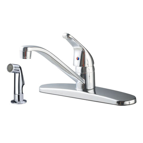 Chrome Single Handle Mid-arc Kitchen Faucet with Side Spray Included