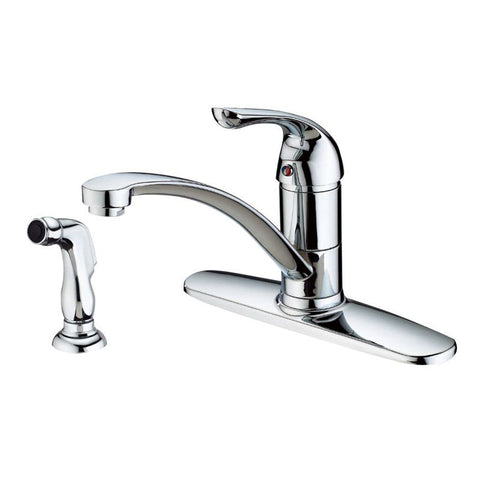 Chrome Single Handle Low-arc Kitchen Faucet with Side Sprayer Head