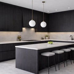 Dark Wood Frameless Euro-Style Kitchen Cabinets