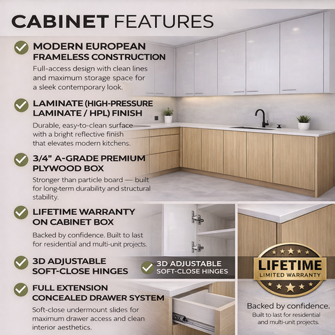 Texture Oak Frameless Kitchen Cabinets