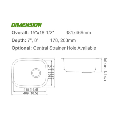 Undermount Brushed Single Bowl Stainless Steel Bar or Kitchen Sink APX-FD1014
