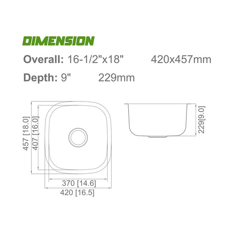 Undermount Stainless Steel Single Bowl Kitchen Sink APX-FD1015