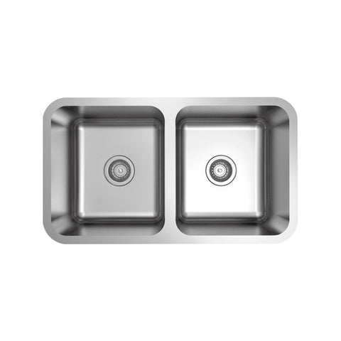 Undermount Brushed Stainless Steel Double Equal Bowl Kitchen Sink APX-FD2021