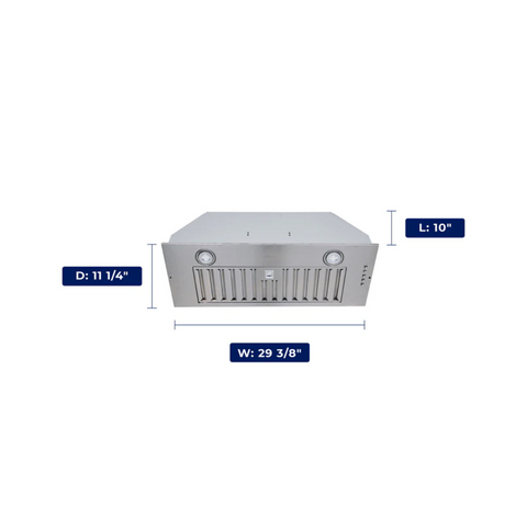 30 Inch Insert Convertible Range Hood (11.25 in. Deep) with Stainless Steel Filter