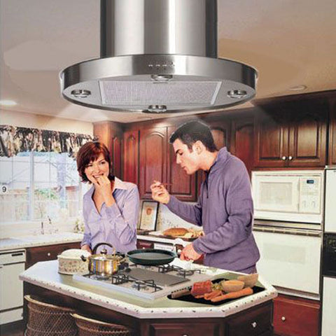 24-In Island Mount Range Hood Round Style