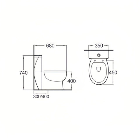 26.8" x 13.8" Siphonic One Piece Toilet in White