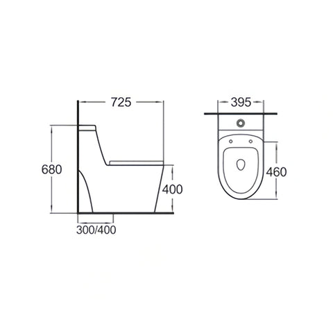 28.5" x 15.5" Siphonic One Piece Toilet in White