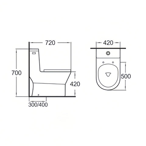 28.3" x 16.5" Excess Eddy One Piece Toilet in White