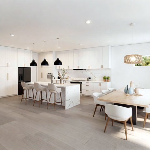 Matte White Frameless Euro-Style Kitchen Cabinets