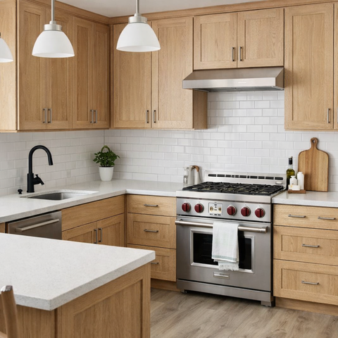 Texture Oak Frameless Shaker Style Kitchen Cabinets