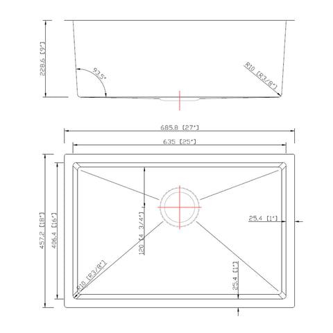 Undermount 304 Stainless Steel Single Bowl Handmade Sink