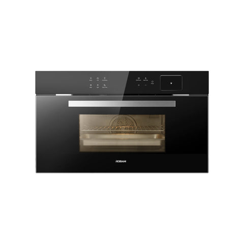 ROBAM  30-in Air Fry Convection European Element Single Electric Wall Oven (Black Glass)