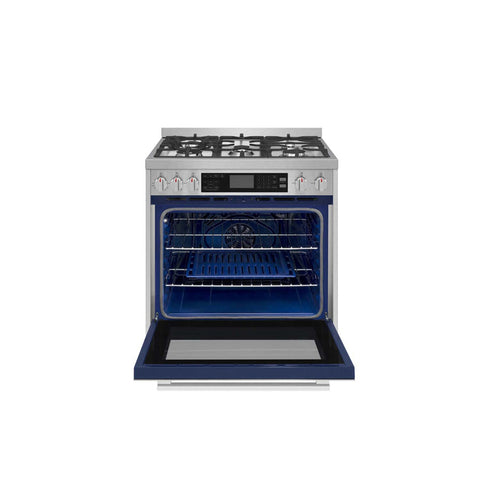 Robam G517K 30” Chef’s Favorite Convection Freestanding Gas Range, 5 Sealed Aluminum Burners w/Cast Iron rates (Wok Grate Included), 5 Cu. Ft. Oven with Blue Interior, 6 Cooking Modes