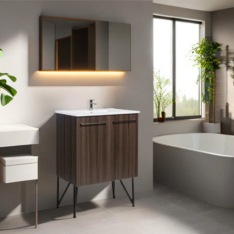 Modern Bathroom Vanity Cabinet with Metal Legs