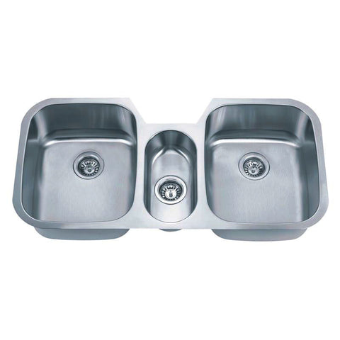Undermount Brushed Stainless Steel Triple Bowl Kitchen Sink