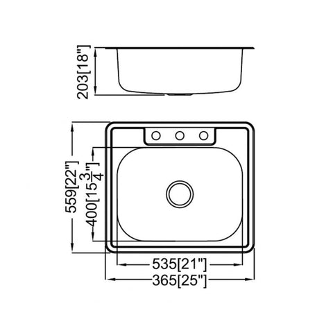 Drop-In 25-in x 22-in Brushed Stainless Steel Single Bowl 3-Hole Kitchen Sink