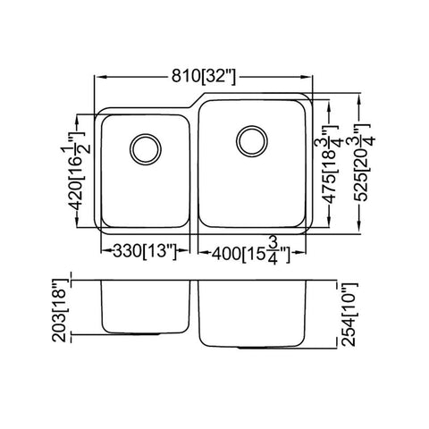 Undermount 31.87-in x 20.62-in Brushed Stainless Steel Double Offset Bowl Kitchen Sink