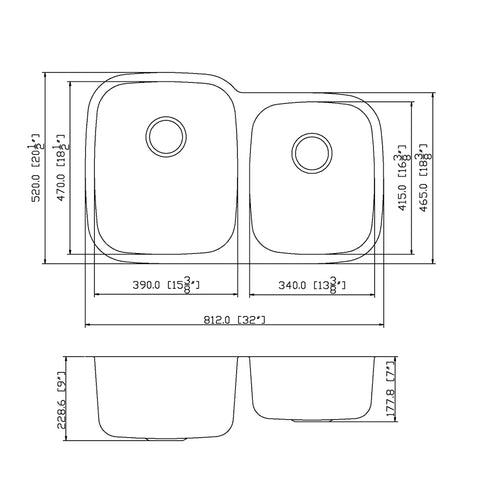 Undermount 31.75-in x 20.62-in Brushed Stainless Steel Double Offset Bowl Kitchen Sink