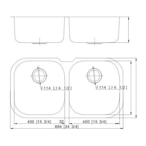 Undermount Stainless Steel Large Double Equal Bowl Kitchen Sink