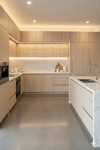 Texture Oak Frameless Kitchen Cabinets