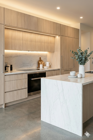 Texture Oak Frameless Kitchen Cabinets