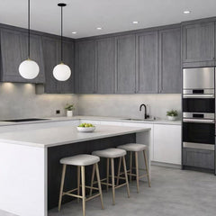 Texture Gray Shaker Frameless Euro-Style Kitchen Cabinets