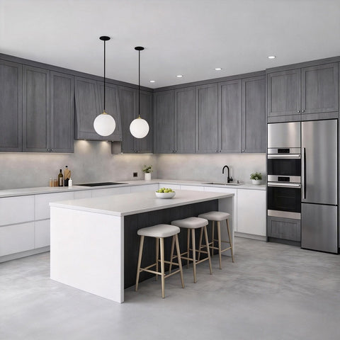Texture Gray Shaker Frameless Euro-Style Kitchen Cabinets