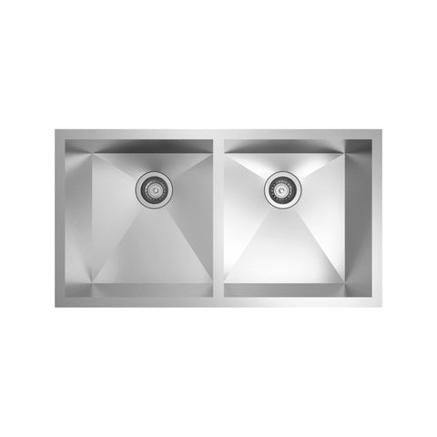 Undermount Brushed Stainless Steel Double Equal Bowl Kitchen Sink APX-U3219HS
