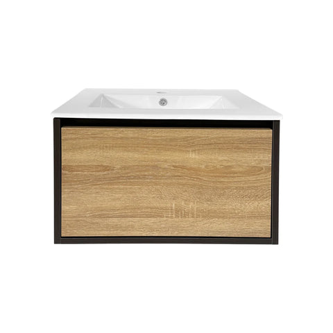 Modern Wall-Mounted Bathroom Vanity Cabinet with Wood Front Panel