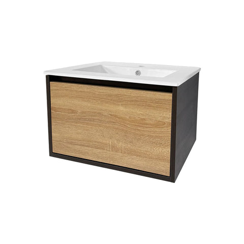 Modern Wall-Mounted Bathroom Vanity Cabinet with Wood Front Panel