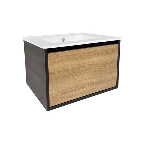 Modern Wall-Mounted Bathroom Vanity Cabinet with Wood Front Panel