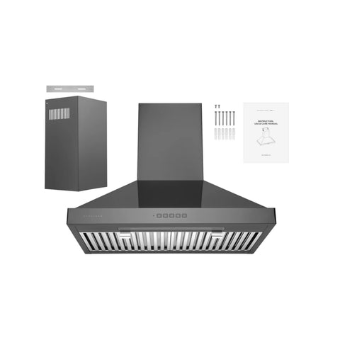 Hauslane Chef 30-in Convertible Black Stainless Steel Wall-Mounted Range Hood