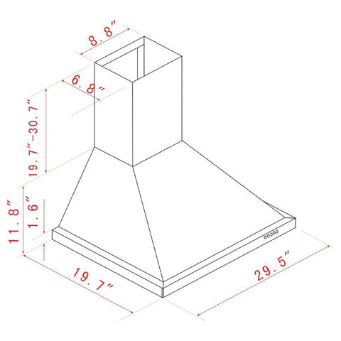 Convertible Stainless Steel Wall Mount Range Hood Square Style