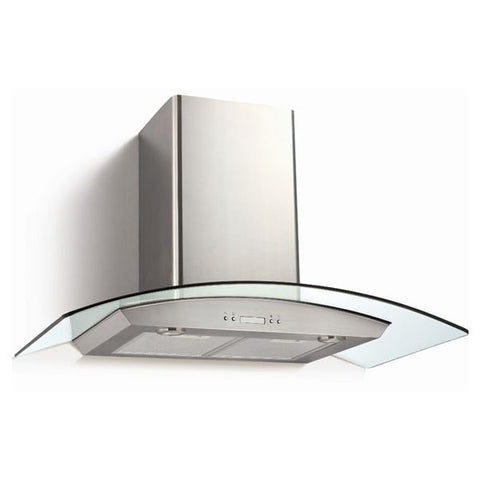Convertible Stainless Steel Wall Mount Range Hood Glass Style