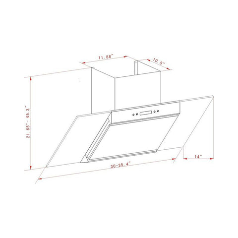 Convertible Stainless Steel Wall-Mounted Range Hood Glass Style