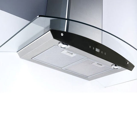 30-in 860-CFM Convertible Stainless Steel Wall Mount Range Hood Glass Style