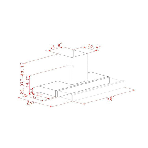 36-In Wall Mount Range Hood with Digital Display