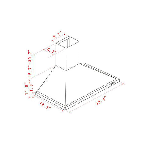 Convertible Stainless Steel Wall Mount Range Hood Square Style