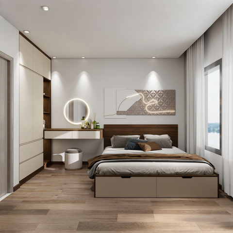 Walnut Crest Integrated Wardrobe