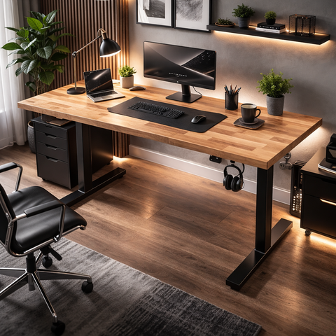 Modern Solid Wood Butcher Block Desk Top