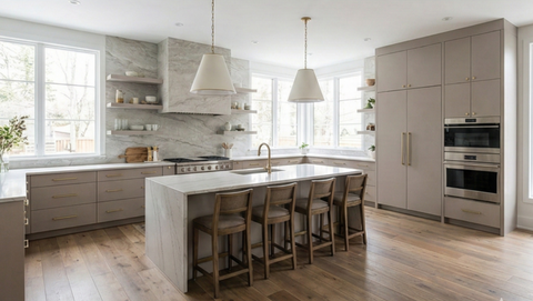 White Oak Flat Panel Euro Style Kitchen Cabinets