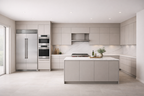 White Oak Flat Panel Euro Style Kitchen Cabinets