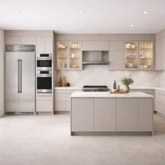 White Oak Flat Panel Euro Style Kitchen Cabinets