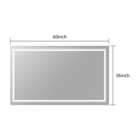 Arba 60" x 30" Frameless Rectangular Anti-Fog Adjustable LED Ligtht Bathroom Vanity Mirror in Silver