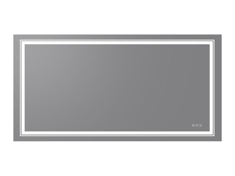 Arba 72" x 30" Frameless Rectangular Anti-Fog Adjustable LED Ligtht Bathroom Vanity Mirror in Silver