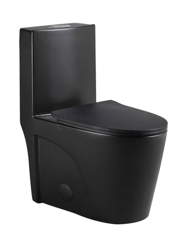 Arba 27" x 16" Dual Flush Standard One Piece Toilet in Black