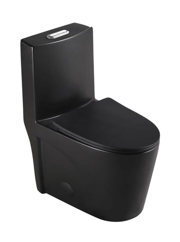 Arba 27" x 16" Dual Flush Standard One Piece Toilet in Black