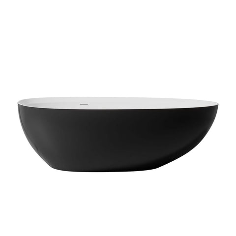 Arba 71" x 35" Freestanding Solid Surface Bathtub in Black Outside and White Inside