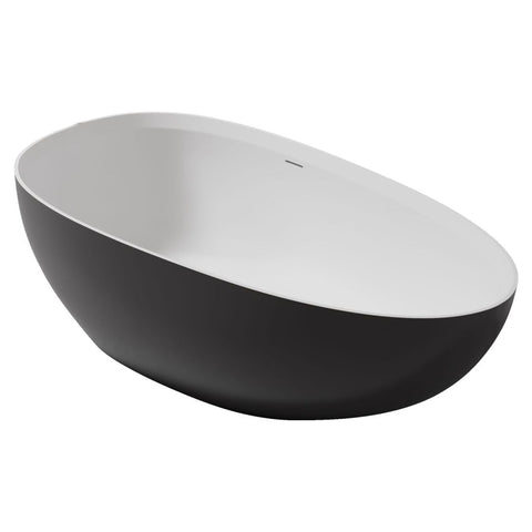 Arba 71" x 35" Freestanding Solid Surface Bathtub in Black Outside and White Inside